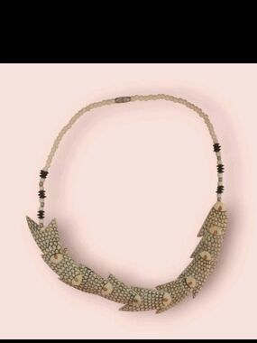 Handcrafted Cream Fish-Scale Statement Necklace